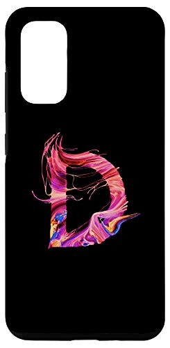 Galaxy S20 Cool Modern Letter D Abstract Paint Pattern on Black AAN012d Case