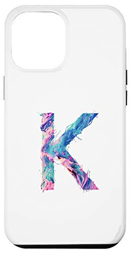 iPhone 12 Pro Max Cool Modern Letter K Abstract Paint Pattern on White AAN011k Case