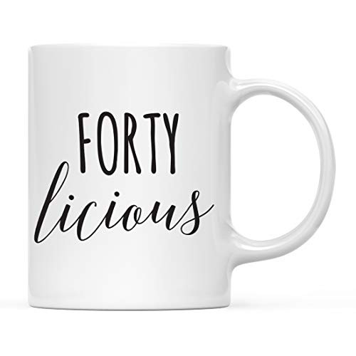 Andaz Press Funny 40th Birthday 11oz. Coffee Novelty Mug Gift Forty Licious 1-Pack Novelty Birthday Christmas Hot Chocolate Cup