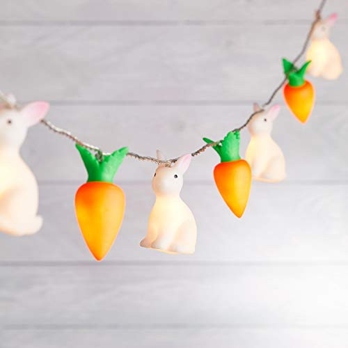 Lights4fun Inc. 20 Easter Bunny Rabbit  and  Carrot Battery Operated LED Indoor String Lights
