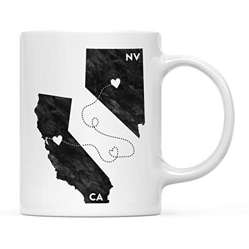 Andaz Press 11oz. Coffee Mug Long Distance Gift California and Nevada Black and White Modern 1-Pack Moving Away Graduation University College Gifts for Him Her Relationships