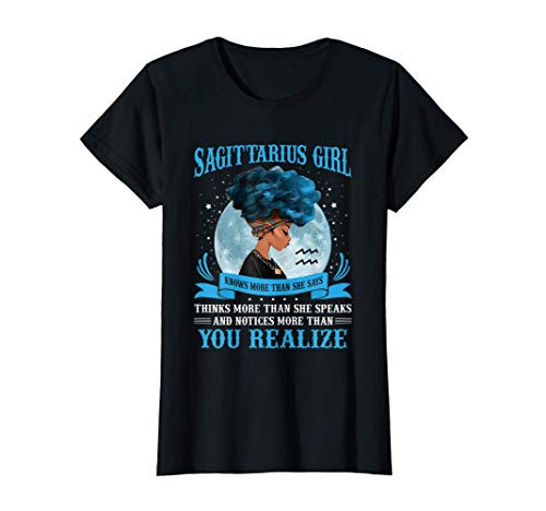 Womens Sagittarius Girls Black Queen November December Birthday T-Shirt