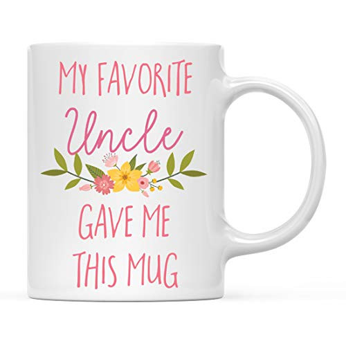 Andaz Press 11oz. Funny Coffee Mug Gag Gift My Favorite Uncle Gave Me This Mug Floral Flowers 1-Pack Niece Birthday Christmas Sarcastic Humor Gift Ideas