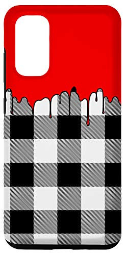 Galaxy S20 Cute Red Paint Spill on Black  and  White Plaid Pattern Gift Case