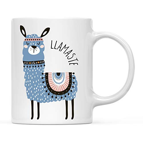 Andaz Press 11oz. Funny Pun Coffee Mug Gag Gift Llama Graphic Llamaste 1-Pack Llama Alpaca Themed Birthday Party Christmas Gift Ideas Yoga Llama Pun