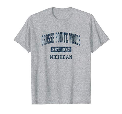 Grosse Pointe Woods Michigan MI Vintage Sports Design Navy T-Shirt