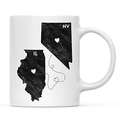 Andaz Press 11oz. Coffee Mug Long Distance Gift Illinois and Nevada Black and White Modern 1-Pack Moving Away Graduation University College Gifts for Him Her Relationships