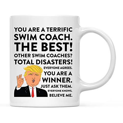 Andaz Press 11oz. Funny President Trump Coffee Mug Gag Gift Swim Coach 1-Pack Includes Gift Box Christmas Birthday Graduation Gift Ideas