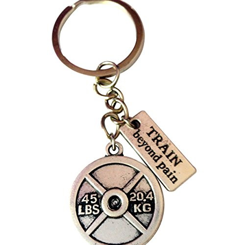 Weightlifting plate and Train Beyond Pain Keychain