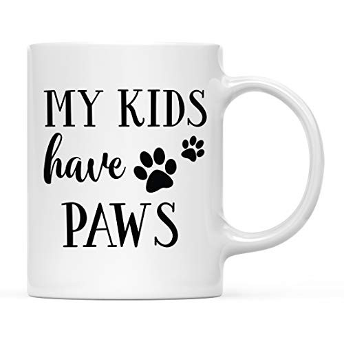 Andaz Press 11oz. Dog Cat Animal Lover Pet Parent Coffee Mug Gift My Kids Have Paws 1-Pack Birthday Christmas Gift Ideas