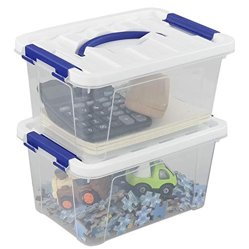 Inhouse Clear Plastic Storage Bin with Lid Latching Tote Bin 6 Quart 2 Packs