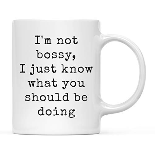 Andaz Press 11oz. Funny Rude Coffee Mug Gift Typewriter Style I'm Not Bossy I Just Know What You Should Be Doing 1-Pack Sarcastic Coworker Friend Birthday Christmas