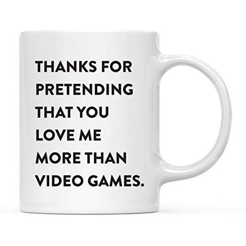Andaz Press Valentine's Day 11oz. Coffee Mug Gift Thanks for Pretending That You Love Me More Than Video Games 1-Pack