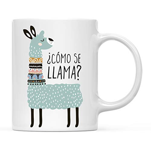 Andaz Press 11oz. Funny Pun Coffee Mug Gag Gift Llama Graphic Como se Llama Graphic? 1-Pack Llama Alpaca Themed Birthday Party Christmas Gift Ideas Llama Puns Spanish What's Your Name?