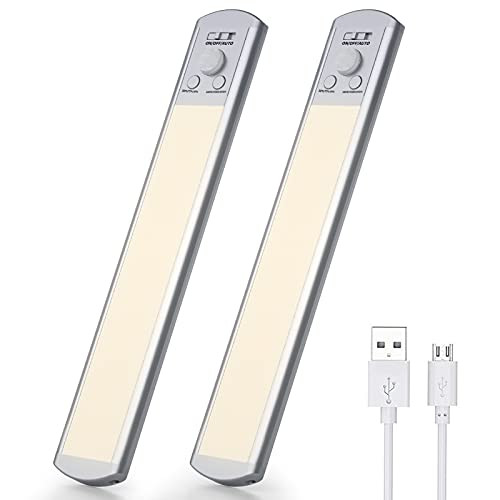 LED Closet Lights 66 LED Under Cabinet Lighting with Wireless Motion Sensor Rechargeable Battery Power Stick-on Anywhere Night Safe Lights for Kitchen Bedroom Counter Wardrobe Stairs Hallway