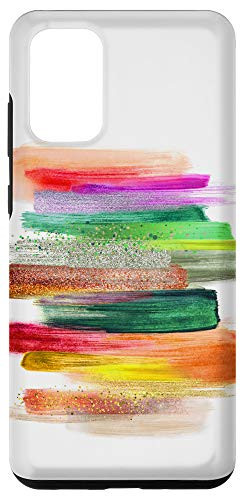 Galaxy S20 plus Fun Paint Stripes With Splatter On White Background Case
