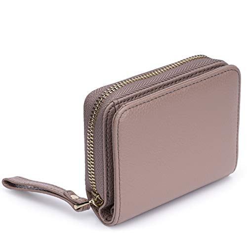 GoodCase RFID Blocking Genuine Leather Credit Card Case Holder Security Travel Wallet -Light Pink-