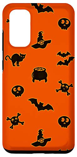 Galaxy S20 Halloween Design Black Cats Witch Hat Cauldron Orange Phone Case