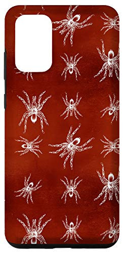 Galaxy S20 plus Creepy White Spiders Pattern Halloween Design Orange Phone Case