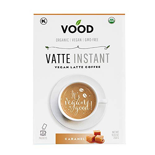 Vatte Instant by VOOD - 100% Vegan & Organic Instant Coffee Latte - Caramel Flavor - 8 x Single Serve Packets - Gluten-free, Soy-free, Dairy-free, GMO-free & Kosher - Best Gourmet Drinks Powder