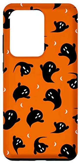 Galaxy S20 Ultra Halloween Ghouls Ghosts Black Print Designs Orange Phone Case