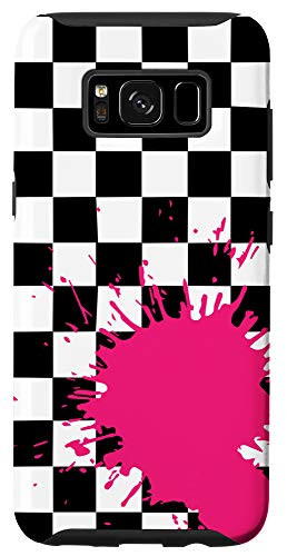 Galaxy S8 Black and White Checkered Pattern Paint Splatter Splash Case