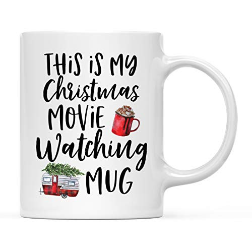Andaz Press Funny Holiday Winter Christmas 11oz. Coffee Mug Gift This is My Christmas Movie Watching Mug 1-Pack Novelty Birthday Christmas Hot Chocolate Cup
