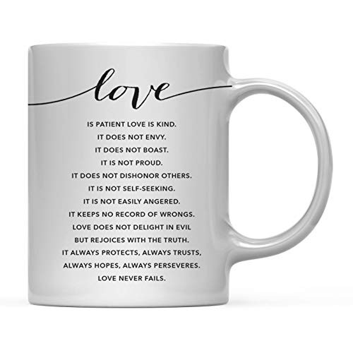 Andaz Press Modern Christian Bible Verses 11oz. Coffee Mug Gift Love Always Protects Always Trusts Always Hopes Always perseveres. Love Never Fails. 1 Corinthians 13-4-8 1-Pack Andaz Press Modern Christian Bible Verses 11oz. Coffee Mug Gift Love Always Protects Always Trusts Always Hopes Always perseveres. Love Never Fails. 1 Corinthians 13-4-8 1-Pack