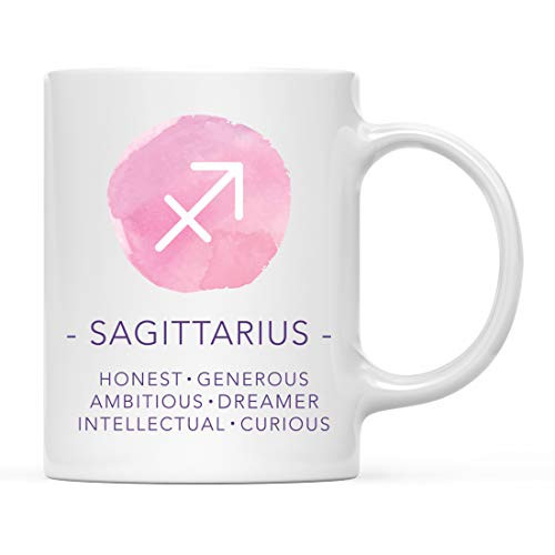 Andaz Press Astrological Zodiac Star Sign 11oz. Coffee Mug Gift Sagittarius Characteristics Qualities Watercolor 1-Pack Horoscope Sagittarius Birthday Christmas Office Cup Gifts Ideas
