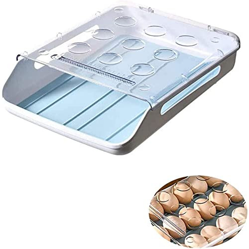 Refrigerator egg rack automatic rolling egg storage box refrigerator kitchen egg storage box kitchen storage box -blue-