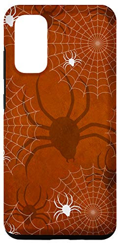 Galaxy S20 Halloween Print Designs Creepy Big Spiders Webs Orange Phone Case