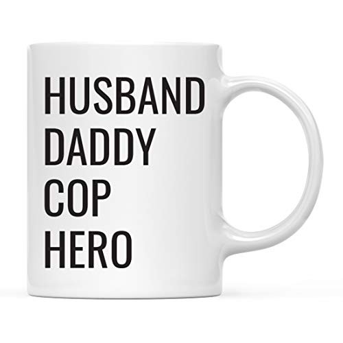 Andaz Press 11oz. Father's Day Coffee Mug Gift Husband. Daddy. Cop. Hero 1-Pack Funny Dad Birthday Christmas Gift Ideas