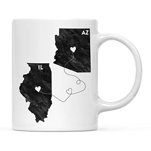 Andaz Press 11oz. Coffee Mug Long Distance Gift Illinois and Arizona Black and White Modern 1-Pack Moving Away Graduation University College Gifts for Him Her Relationships