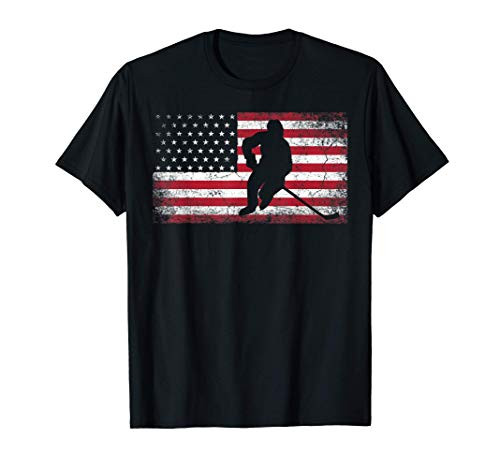 Hockey American Flag 4th of July Patriotic USA Dad Men Son T-Shirt Hockey American Flag 4th of July Patriotic USA Dad Men Son T-Shirt