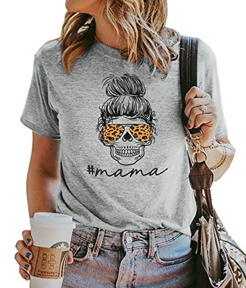 Mama Shirts Women Funny Mom Life T Shirt Leopard Skull Graphic Tee Casual Short Sleeve Pullover Tops Mother's Day Present -Light Gray Short Sleeve Medium- Mama Shirts Women Funny Mom Life T Shirt Leopard Skull Graphic Tee Casual Short Sleeve Pullover Tops Mother's Day Present -Light Gray Short Sleeve Medium-