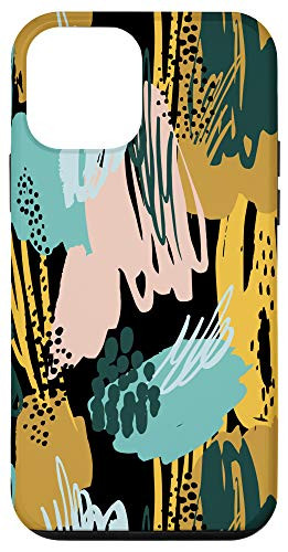 iPhone 12 mini Abstract Paint Splat Yellow Teal Pink Black Pattern AEN068 Case