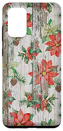 Galaxy S20 plus Rustic White Grey Farmhouse Panel Christmas Floral Pattern Case