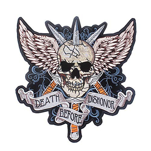 Death Before Dishonor Oversize Motorcycle Rider Embroidered Iron-ON Patch