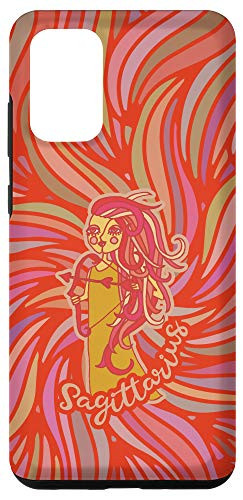 Galaxy S20 plus Sagittarius Mandala Pink-Orange with Girl Zodiac Symbol Case