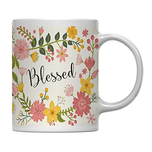 Andaz Press 11oz. Floral Flowers with Funny Rude Quote Coffee Mug Gift Blessed 1-Pack Sarcastic Gift for Her