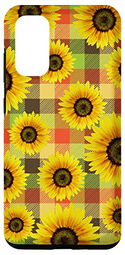 Galaxy S20 Buffalo Plaid orange Sunflowers for Halloween  and  Thanksgiving Case