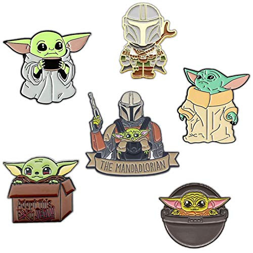 Baby Yoda Cute Pins for Backpacks- Star Wars Mandalorian Enamel Pins for Backpacks Cute Pins for Jackets Star Wars Collector Backpack Pins Set for Bookbags Baby Yoda Mandalorian Pins Gift-Set 6-