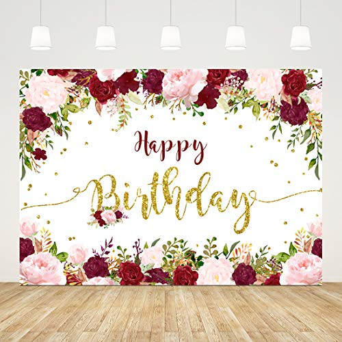 Ticuenicoa 7x5ft Happy Birthday Backdrop for Women Red and Gold Birthday Photography Background Floral Birthday Backdrops for Girls 1st Birthday Party Decorations Baby Shower Photo Booth Props Ticuenicoa 7x5ft Happy Birthday Backdrop for Women Red and Gold Birthday Photography Background Floral Birthday Backdrops for Girls 1st Birthday Party Decorations Baby Shower Photo Booth Props