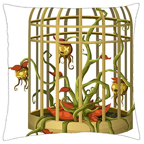 LESGAULEST Throw Pillow Cover -24x24 inch- - Bird Cage Hanging Birdcage Vines Cage Decoration
