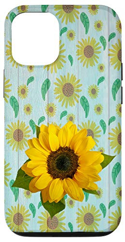 iPhone 12-12 Pro Sunflower Rustic Wood Flower Pattern Case