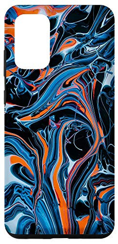 Galaxy S20 plus Blue  and  Orange Abstract Paint Swirl Artist Design Case