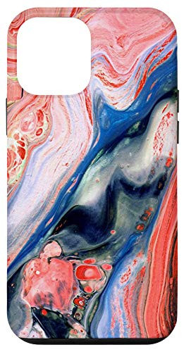 iPhone 12 mini Pink  and  Blue Abstract Paint Swirl Artist Design Case
