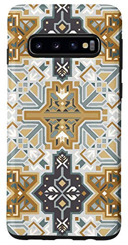 Galaxy S10 Tan Brown Green Yellow Orange Teal Blue White Pattern AEP072 Case