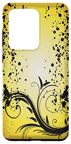 Galaxy S20 Ultra Retro Urban Art Flower Swirl Black Silhouette Paint Splatter Case