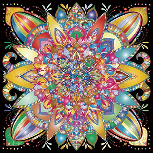 Bgraamiens Puzzle-Black Fantasy-1000 Pieces Creative Colorful Mandala Jigsaw Puzzle Color Challenge Puzzle